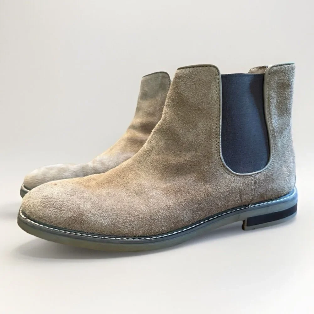 Clarks Collection Jaxen Chelsea Boots Mens 10.5 Taupe Suede Pull On Ankle Boot